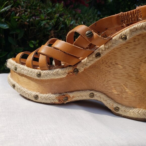 MICHAEL KORS | Tan Leather Slingback Wedge Heels - Picture 13 of 13